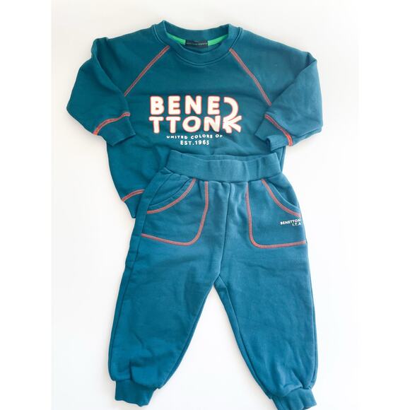 Boy's United Colors of Benetton Blue Sweat Set Size 4/5 - Picture 1 of 6